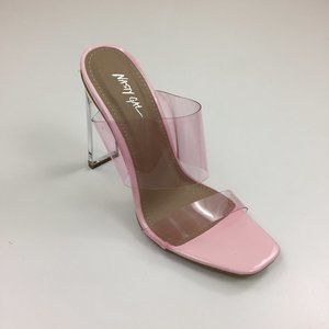 NWOB NASTY GAL Clear Block Heel Pink Transparent Straps Shoes